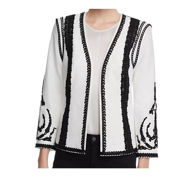 Kobi Halperin Camila Jacket Women's XS White $598 Embroidered Linen Designer - Picture 1 of 9